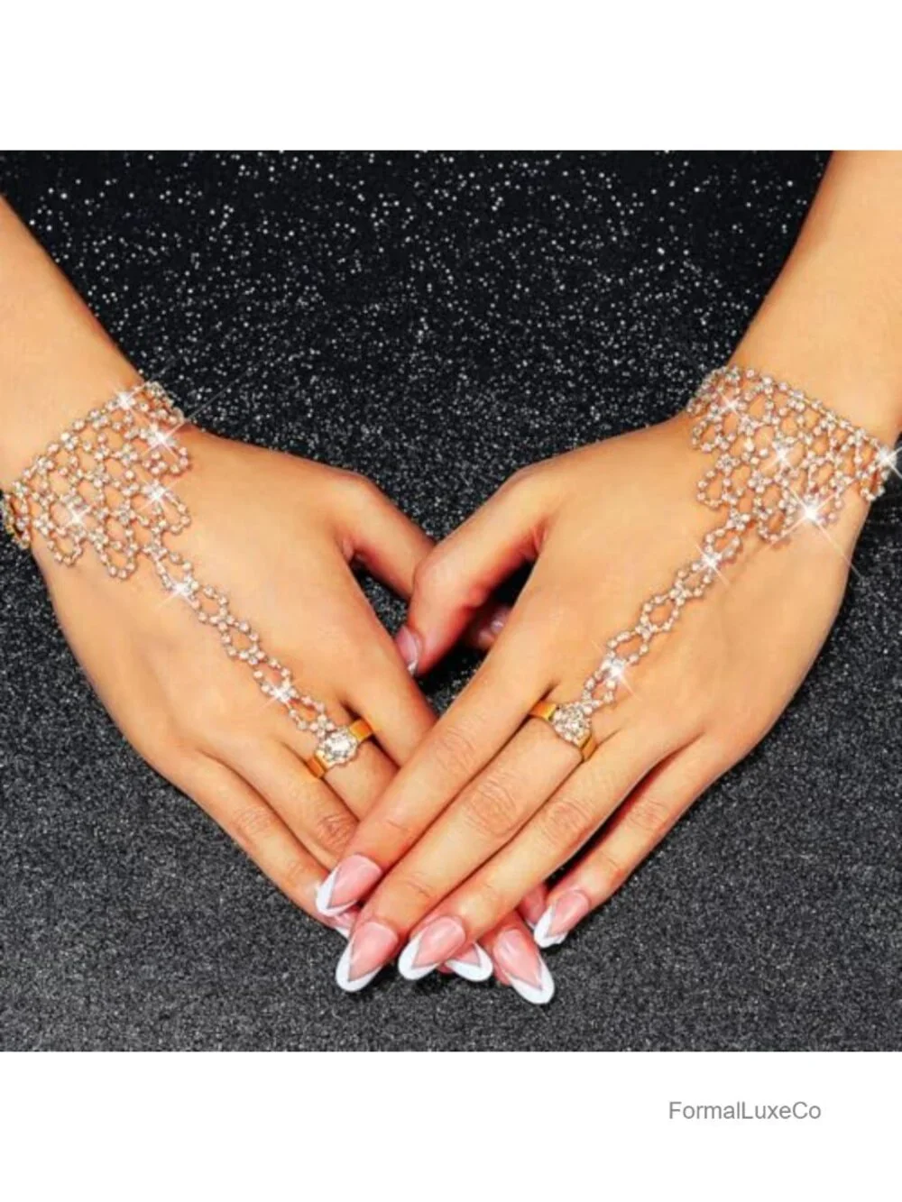 Rhinestone Fingerless Gloves Sparkly Crystal Wedding Hand Chain Bridal Glove